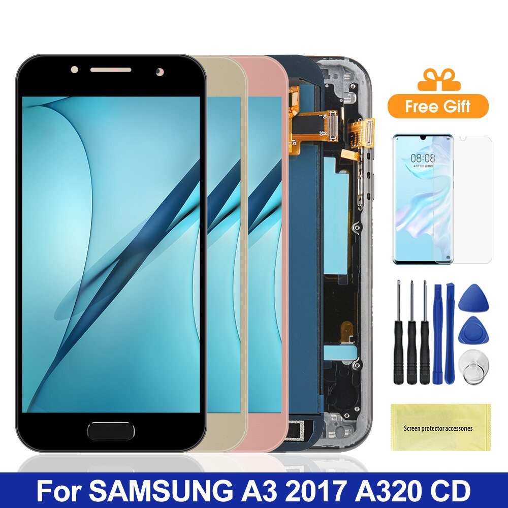 A320 จอแสดงผล,สําหรับ Samsung Galaxy A3 2017 A320 A320F A320Y A320M จอแสดงผล Lcd Touch Screen Digiti