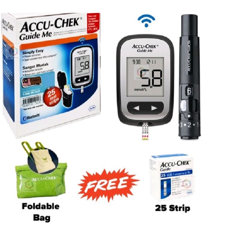 Accu Chek Guide Me + 25s trips + 1 box of Fastclix drum(24