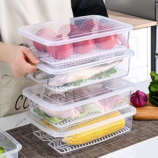 HomeDee [พร้อมส่ง] กล่องถนอมอาหาร กล่องเก็บอาหาร กล่องเก็บอาหารในตู้เย็น พร้อมฝาปิด มีถาดรองด้านใน