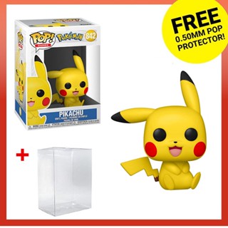 Funko Pop! ฟิกเกอร์ไวนิล Pokemon Pokémon Pikachu (นั่ง) 842 พร้อมตัวป้องกัน สําหรับเก็บสะสม