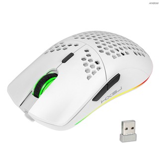 ☏Hxsj T66 Rgb 2.4G เมาส์เล่นเกมไร้สาย Rgb Lighting สามารถปรับได้ Dpi