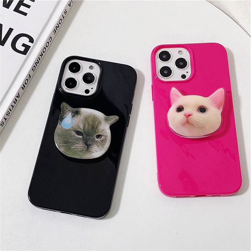 น่ารักคู่กรณีแมว Grip Stand Holder สําหรับ Iphone 16 15 14 13 11 7+ 8 Plus SE 2020 X XS XR 12 Mini P