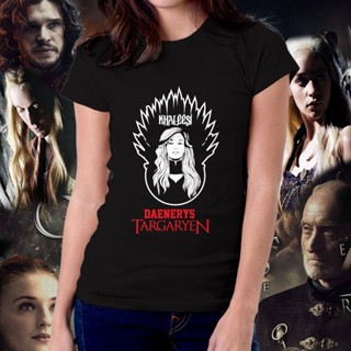 Tee เสื้อวินเทจผญ เสื้อแฟชั่นผญ - เกมของบัลลังก์ Daenerys Targaryen GOT Tshirt สําหรับผู้หญิง 29