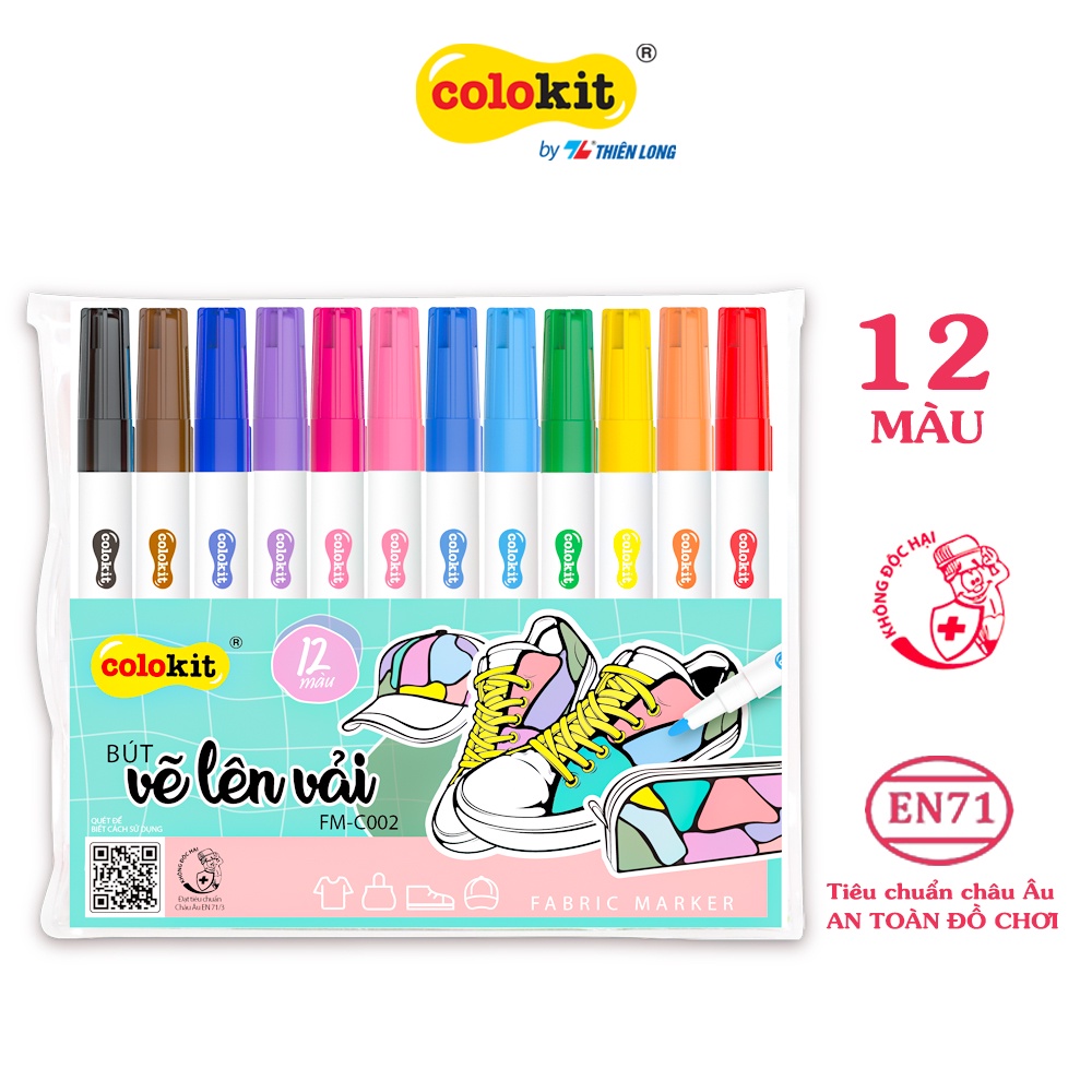 Thien Long Colokit FM-C002 ปากกามาร์กเกอร์ผ้า 12 สี