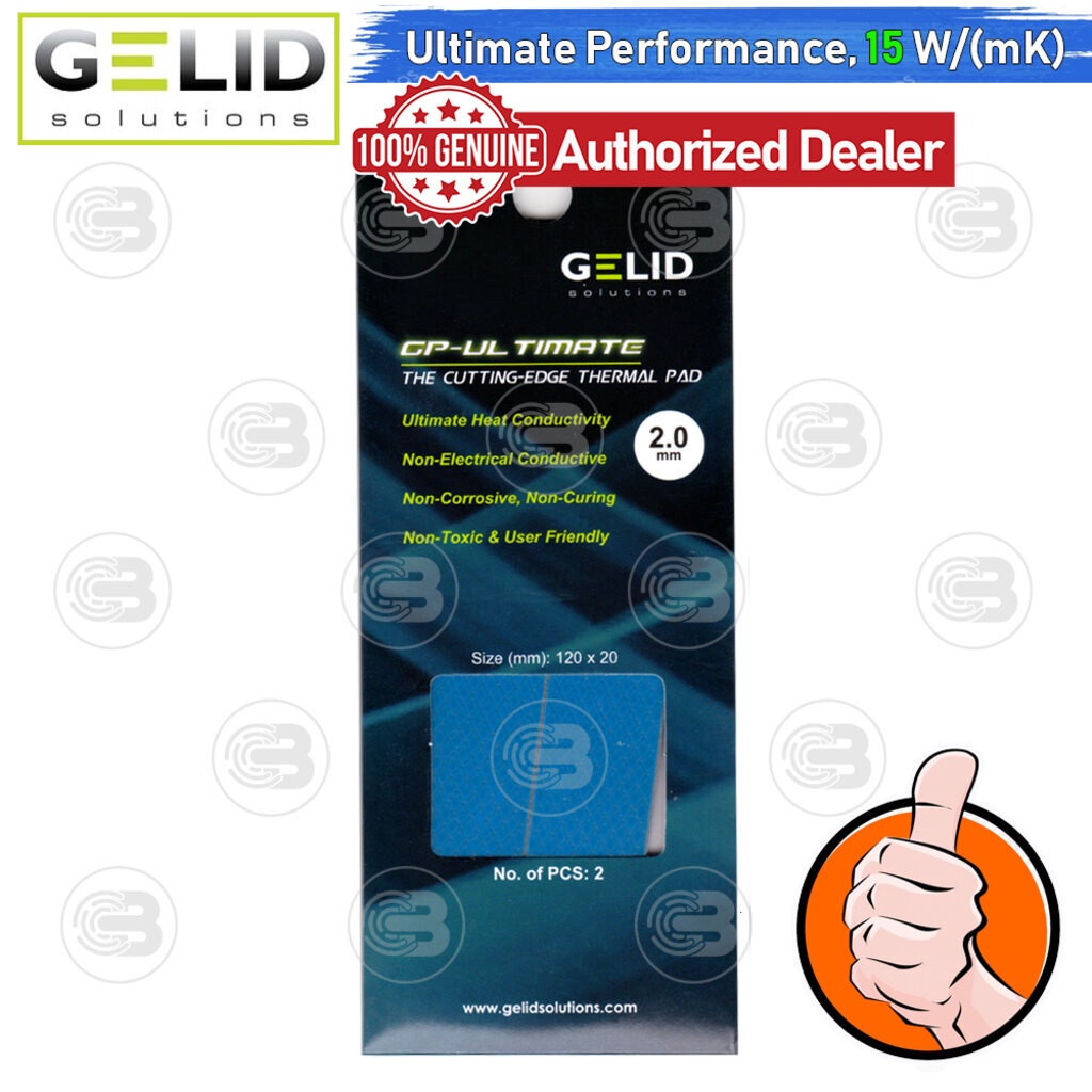 [CoolBlasterThai] GELID GP-ULTIMATE Thermal Pad (2 PCS) 120x20x2.0 mm./15.0 W/mK (TP-VP04-R-D)
