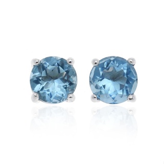 Jewelry Buffet ต่างหู ต่างหูพลอย AQUAMARINE อความารีน พลอยเสริมดวง ต่างหูเงินแท้ เงินแท้925