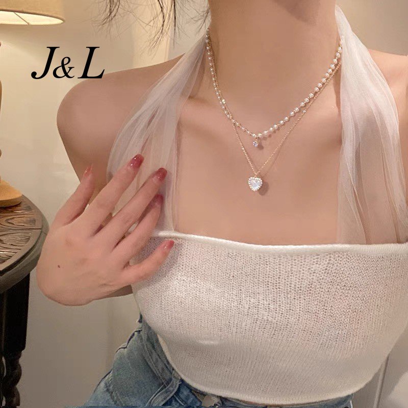 เครื่องประดับ สร้อยคอ จี้ผีเสื้อ ประดับไข่มุกเทียม เพทาย ดาว หัวใจ โลหะผสม แฟชั่นสําหรับผู้หญิง