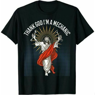 เสื้อคู่ เสื้อเด็กหญิง เสื้อยืด พิมพ์ลาย Jesus Mechanic Fun Gift For Car สําหรับผู้ชาย และผู้หญิง