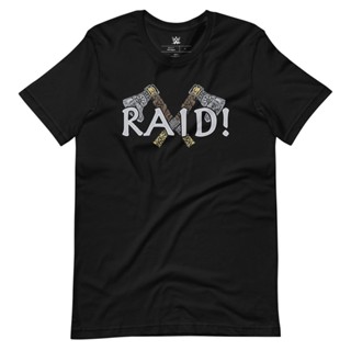 เสื้อยืดสีขาว เสื้อยืดเด็กผช เสื้อยืด DIY WWE 2022 ใหม่ไวกิ้งเรดเดอร์ส "RAID!" l7/ เสื้อคู่วินเทจ