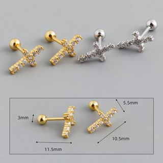 earring.minimal จิวกางเขนเพชร เพชรมินิมอล จิวหูเพชร ก้าน 1.2 ใส่รูปกติได้ งานสแตนเลสแท้ ใส่อาบน้ำได้ไม่เป็นสนิม