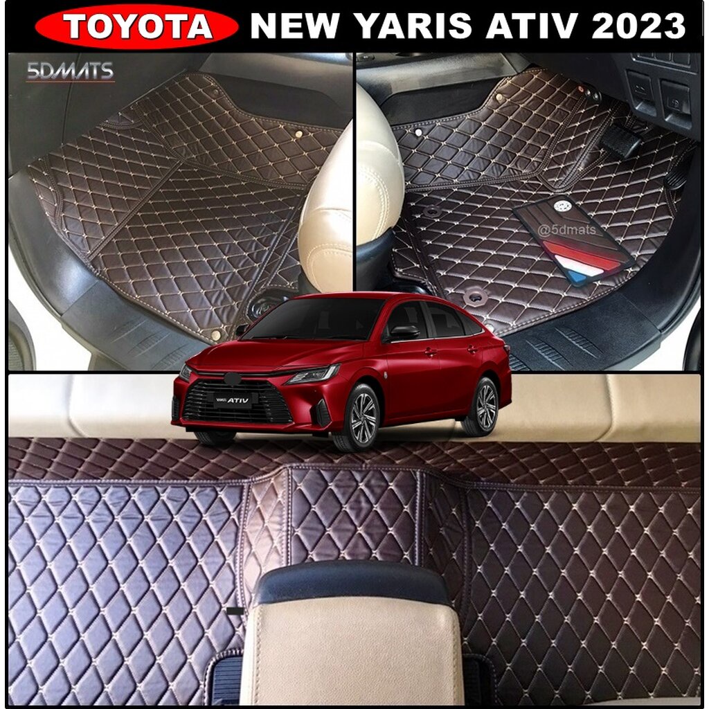 พรมปูพื้นรถยนต์ 6D TOYOTA YARIS ATIV 2023 พรมหนัง6D QX เข้ารูป เต็มคัน