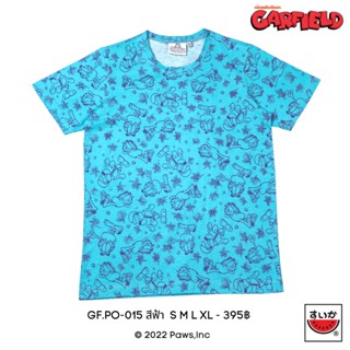 แตงโม (SUIKA) - เสื้อยืดคอกลมแขนสั้น GARFIELD พิมพ์ลายการ์ฟิลด์  GF.PO-015