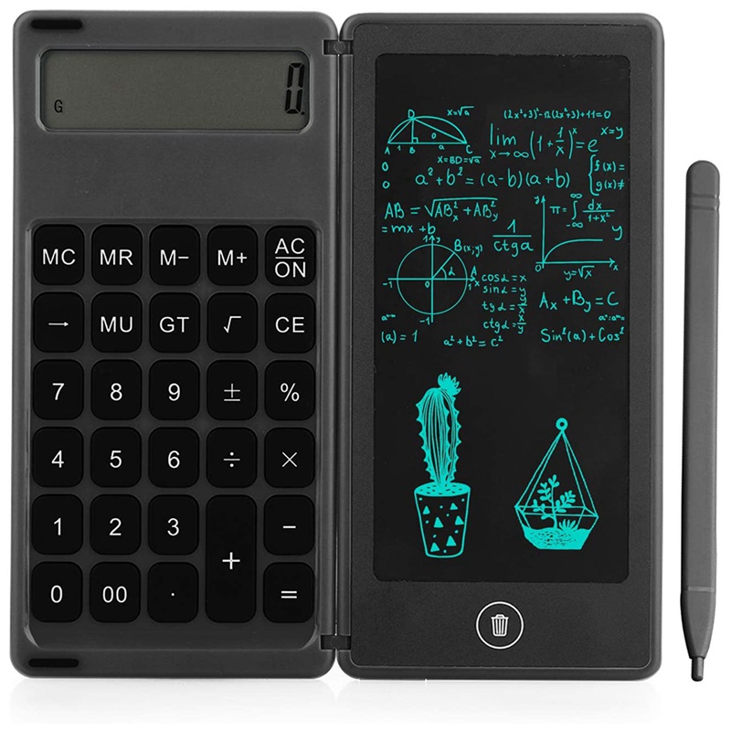 Calculator Notepad 6 Inch LCD Writing Tablet Digital Drawing Pad With Stylus Pen Erase Button Lock F