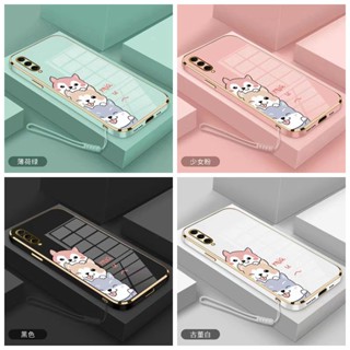 ปลอก Motorola E6S 2020 EDG E20 G8 POWER LITE G9 G9 PLUS G9 PLAY G9 POWER ขอบตรง 90° ไฟฟ้าการ์ตูน Shiba Inu เคสโทรศัพท์