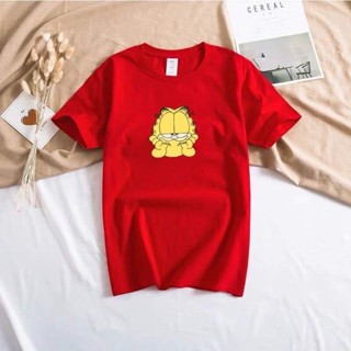 เสื้อสีขาว เสื้อยืดสีขาวผู้หญิง เสื้อยืด GARFIELD ปรับแต่งคําสั่ง tees คุณภาพสูง unisex &lt;Gn เสื้อคู่
