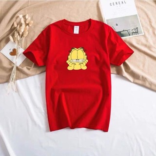 เสื้อสีขาว เสื้อยืดสีขาวผู้หญิง เสื้อยืด GARFIELD ปรับแต่งคําสั่ง tees คุณภาพสูง unisex &lt;Gn เสื้อคู่