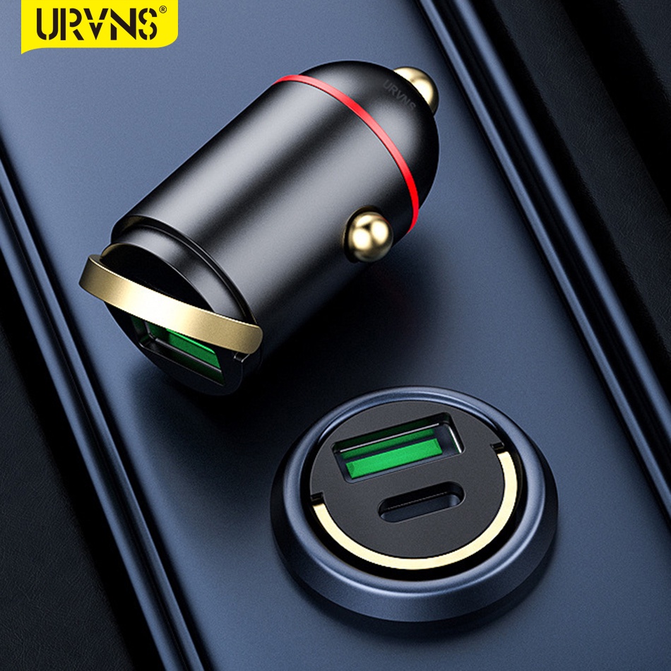 URVNS Super Mini USB Car Charger 2port 100W 65W QC 3.0 SuperCharge Charger Type-C Car Adapter for Xiaomi Huawei Oppo Viv