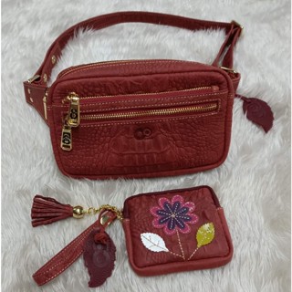 GPBAGS กระเป๋าคาดเอวหนังอัดลายจระเข้ ขนาด 8 นิ้ว GP345-02 กระเป๋าคาดอก กระเป๋าสะพายเฉียง