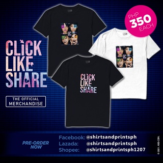 Tee &amp;*เสื้อเชิ้ต Click Like Share ที่ได้รับใบอนุญาตอย่างเป็นทางการสําหรับผู้ชายและผู้หญิง Dvv