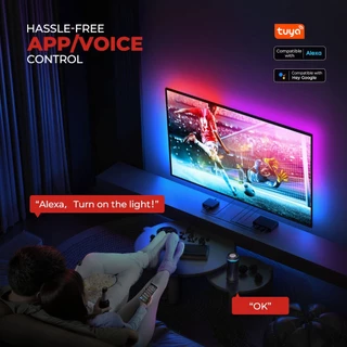 🔥21-85 TV แบ็คไลท์LEDพร้อมกล้องถ่ายรูป RGBIC TV Backlights สำหรับทีวี นิ้วและการตกแต่งห้องเล่นเกมคอมพิวเตอร์