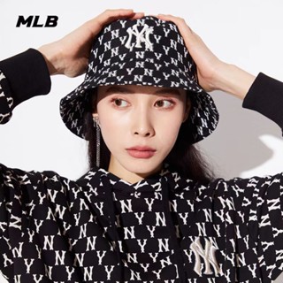 ☀️ พร้อมส่ง [ของแท้💯% หมวกMLB หมวกทรงบัคเก็ต JACQUARD MONOGRAM BUCKET HAT หมวกNY
