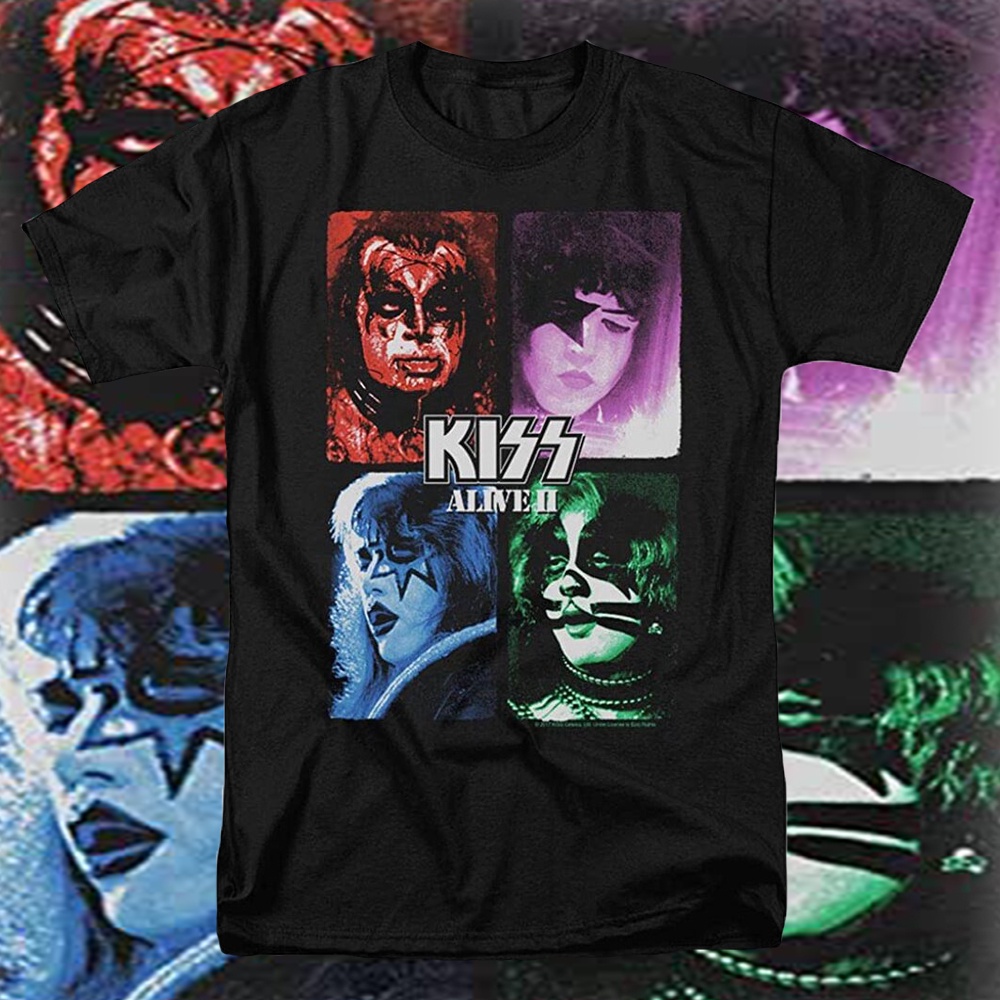 2022 S-5XL เสื้อยืดโอเวอร์ไซส์เสื้อยืด ลายวงร็อค Kiss Alive II Gene Simmons เสื้อยืดป๊อปย้อนยุค