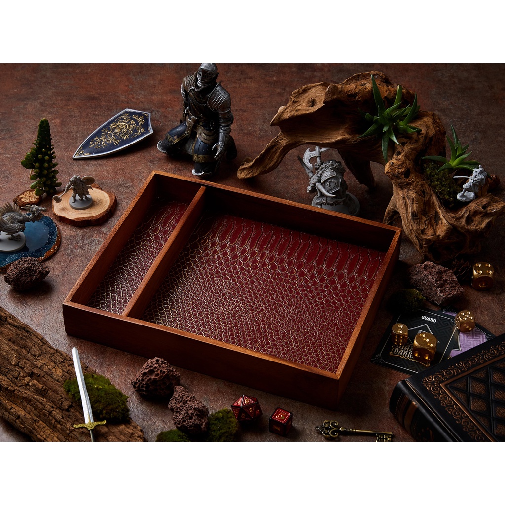 DND Dice Tray (Product does not include dice) | Dice Tray | Red & Gold Scale | Dungeons and Dragons 