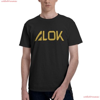 แฟชั่นที่กำหนดเอง เสื้อยืดผู้ชาย DJ Disc Jockey ดีเจ ดนตรี BEST TO BUY - Alok Logo Sticker Tee Shirts Mens Basic Short