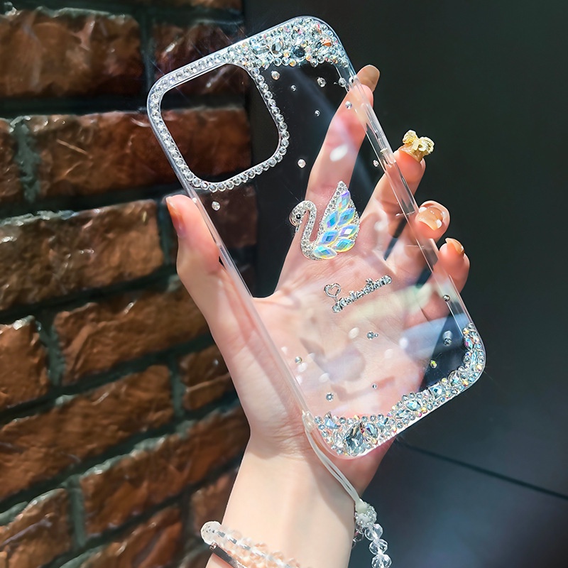 หรูหรา Swarovski Rhinestone สําหรับ iPhone 16 Pro MAX Plus 15 14 13 12 11 XS X MAX XR 7 8 Plus Protector เคสโทรศัพท์ Glitter เพชรกรอบ TPU SoftCase Shell