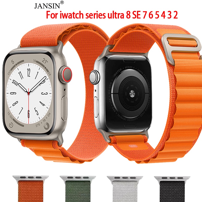 jansin สาย applewatch series 7 8 adjustable alpine สายรัดข้อมือไนลอน สำหรับ iwatch series ultra 8 SE 7 6 5 4 49/45/41/44/40/42/38มม
