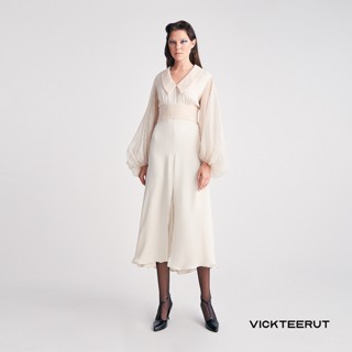 VICKTEERUT Flat Collar Flounce Dress เดรสแขนพอง กระโปรงบาน