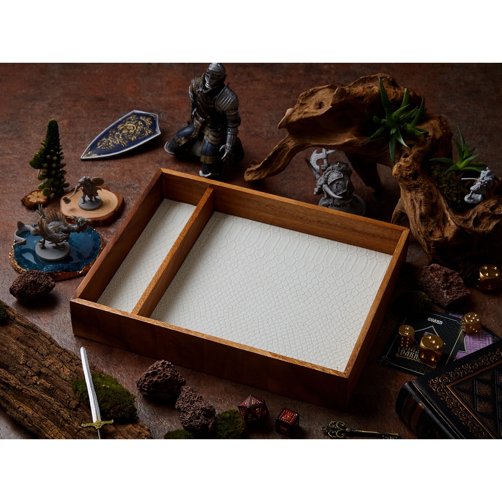 DND Dice Tray (Product does not include dice) | Dice Tray | White & Gold Scale | Dungeons and Dragon