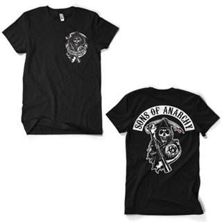 เสื้อตราหานคู่ Sons Of Anarchy Redwood RE R backpatch TV Series 100 % เสื้อยืดผ้าฝ้ายสำหรับผู้ชาย