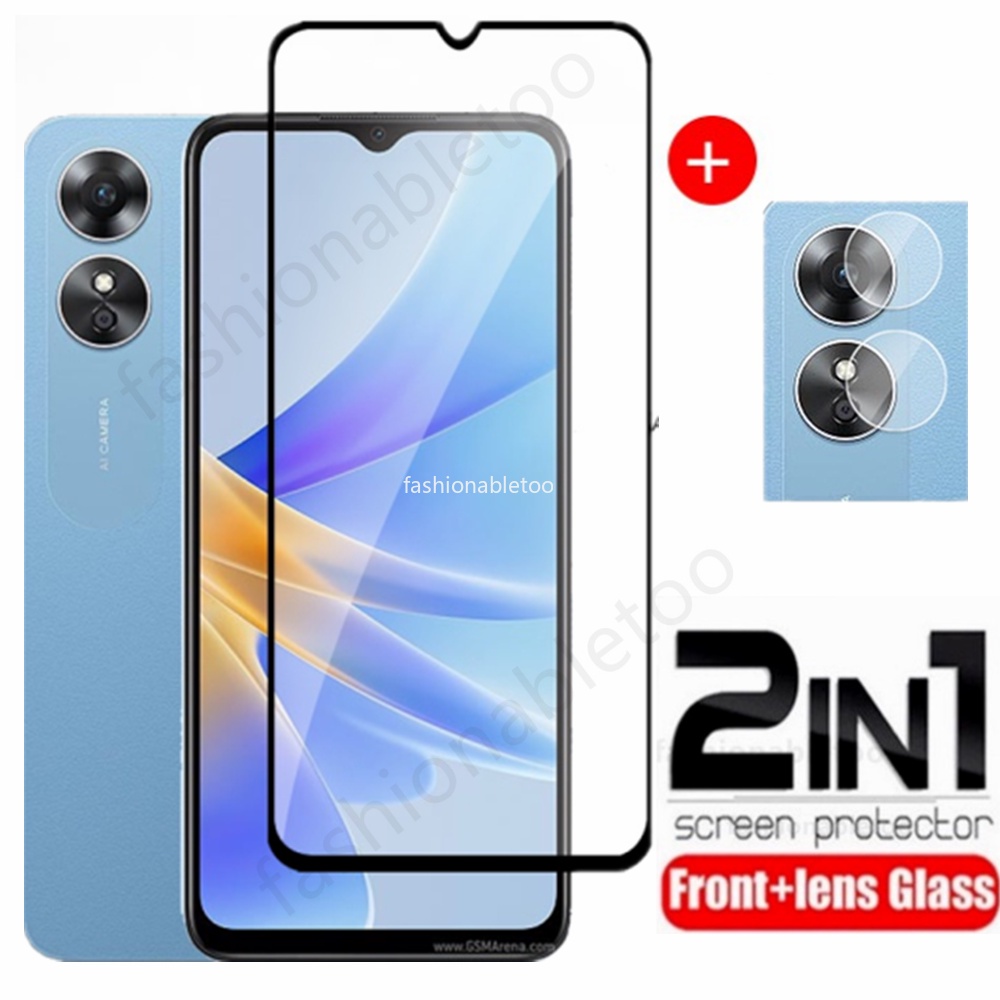 2 in 1 ฟิล์มกระจกนิรภัยกันรอยหน้าจอ เลนส์กล้องด้านหลัง สําหรับ Oppo A17 K A17K A 17 A1 pro A1pro A78