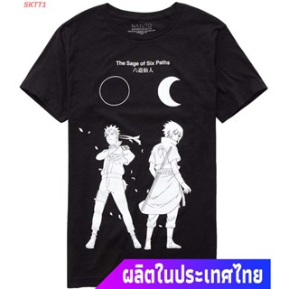 Tee เสื้อคู่รัก เสื้อยืดลำลอง Naruto Shippuden Sasuke Sun &amp; Moon T-Shirt Mens Womens T-shirtss(x