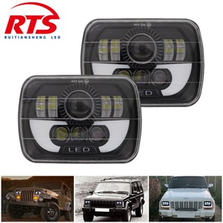 หลอดไฟหน้า LED 90W ทรงสี่เหลี่ยม 5x7 สําหรับรถยนต์ รถบรรทุก 1 ชิ้น