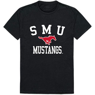 เสื้อยืดสีพื้น เสือยืดผู้ชาย New SMU Southern Methodist Mustangs NCAA Arch T Shirt sale เสื้อสีขาว