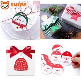 SUTEE 50pcs Candy Bag Sticker Birthday Decor DIY Star &amp;  Santa Claus Xmas Tree Gift Box Tag