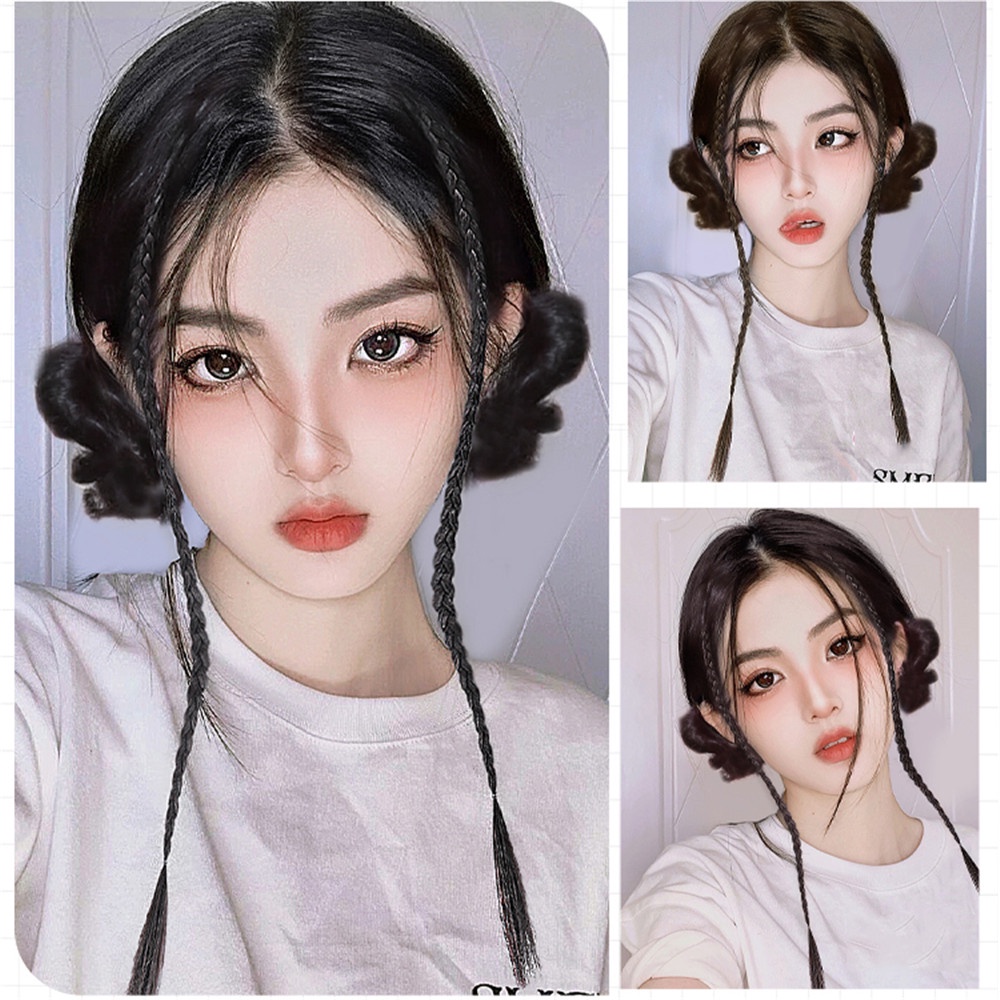 วิกผมหางม้าถักเปีย สไตล์ฮิปฮอป พร้อมคลิป BB ไฮไลท์ สําหรับผู้หญิง