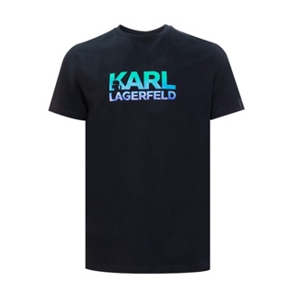 เสื้อยืดแขนสั้น คอกลม ผ้าฝ้าย พิมพ์ลาย Karl Lagerfeld สําหรับผู้ชาย755050511224