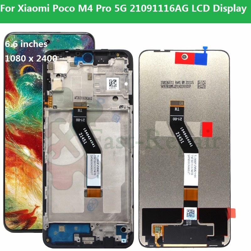 Original 6.6'' LCD Display For Xiaomi Poco M4 Pro 5G LCD Display Touch Screen Digitizer Assembly Rep