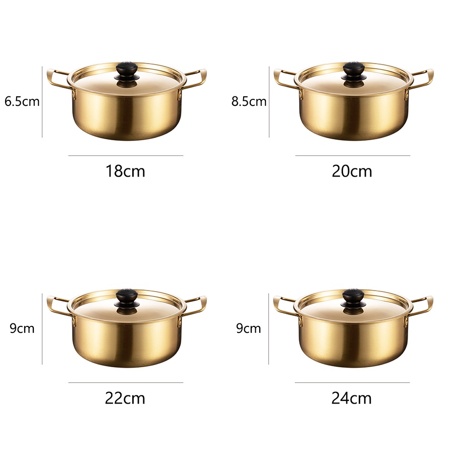 หม้อเกาหลี หม้อทองเหลือง Korean Pot ชุดหม้อเกาหลีไม่เป็นสนิมง่าย หม้อต้มมาม่าเกาหลี 18 20 22 24cm Alechaung coffee - รูปที่ 6