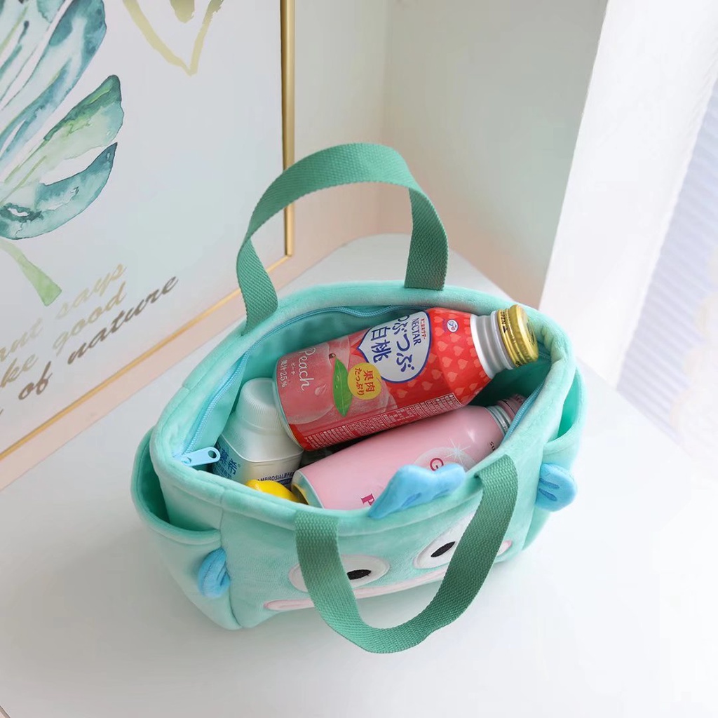 กระเป๋าสะพายไหล่ ทรงคลัทช์ ลายการ์ตูนมอนสเตอร์ปลาน่ารัก แบบพกพา สําหรับใส่กล่องอาหารกลางวัน ใส่บัตร กุญแจ - รูปที่ 7