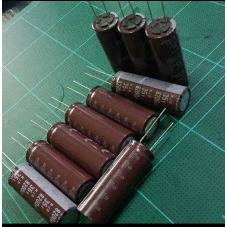 CAPACITOR 8200UF35V คาปาซิเตอร์ สีน้ำตาล(แพ็ค3ตัว)105Cขนาด18x51mm,แท้-ใหม่จากโรงงาน,ตัวเก็บประจุ,ตัว
