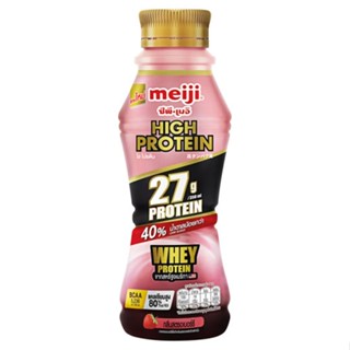 เมจิไฮโปรตีนกลิ่นสตรอเบอร์รี่ 350 มลMEIJI LOW FAT HIGH PROTEIN STRAW 350 ML