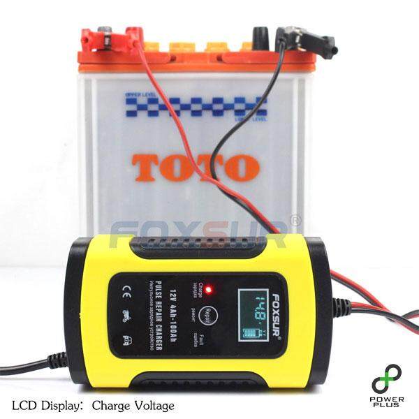FOXSUR 1205D 12V 5A เครื่องชาร์จแบตเตอรี่ รถยนต์ มอเตอร์ไซค์ FBC1205D Pulse Repair 4-100ah เครื่องชา