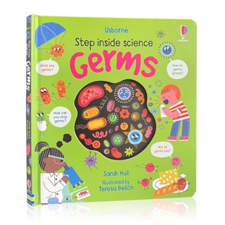 หนังสือกระดาษแข็ง รูป Step Inside Science Germs Usborne เพื่อการศึกษา สําหรับเด็ก