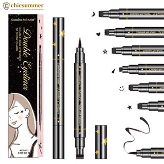 Chicsummer อายไลเนอร์ แบบสองหัว กันน้ํา ไม่เลอะ ลายดวงจันทร์ ดาว ดอกไม้ T4X5