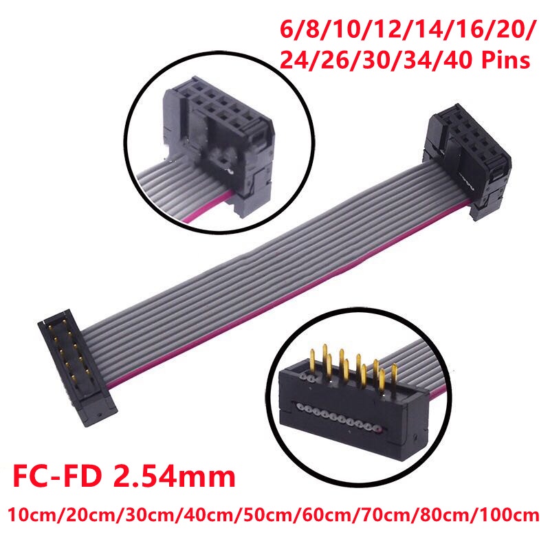 1PCS FC-FD DC4 IDC 2.54MM Pitch ชายหญิงเชื่อมต่อ 6/8/10/12/14/16/20/24/26/30/34/40 PIN แบนริบบิ้น DO