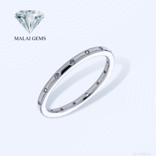 Malai Gems แหวนเพชร แหวนเพชรเรียบ ประดับเพชร เงินแท้ 925 เคลือบทองคำขาว ประดับเพชรสวิส CZ รุ่น 291-RK0010 แถมกล่อง